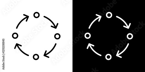 Methodology icons set in black filled and stroke line style