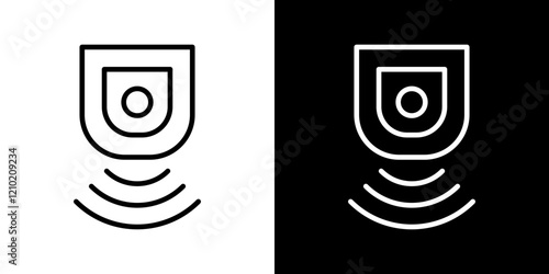Motion sensor icons set in black filled and stroke line style