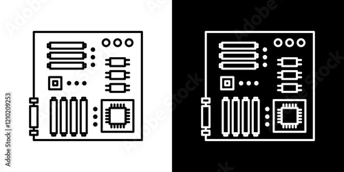 Motherboard vector icon in thin line style