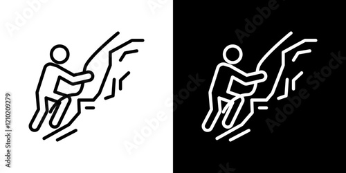 Mountain climb vector icon in thin line style