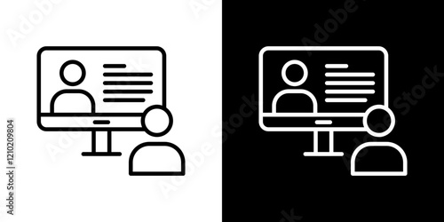 Online coaching vector icon in thin line style