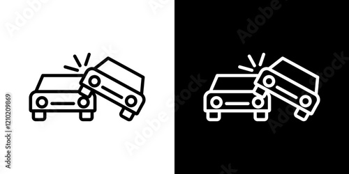 Overturned car vector icon in thin line style