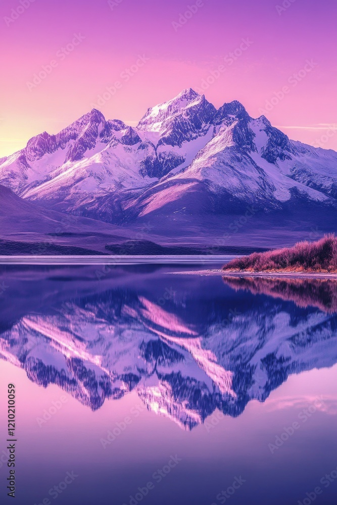 Obraz premium Mountain Reflection at Sunset