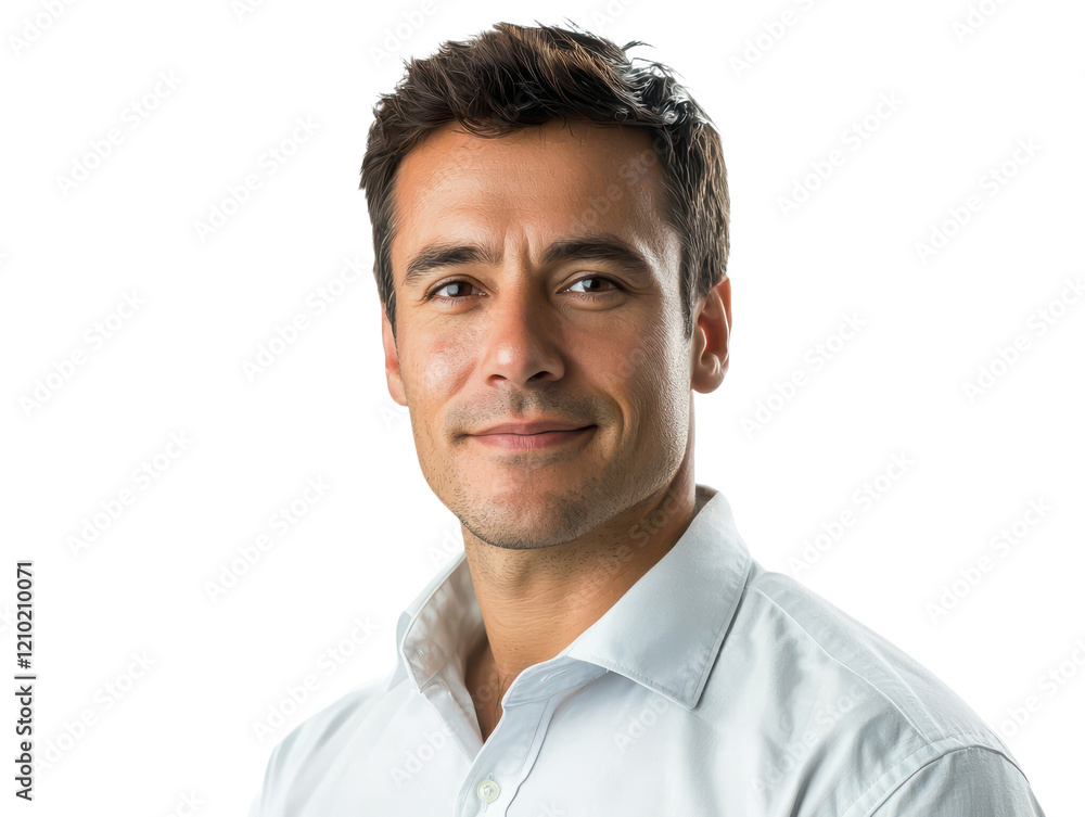 Confident Attractive Man Portrait Smiling White Shirt Casual Business Confident Attractive Man Portrait Smiling White Shirt Casual Business