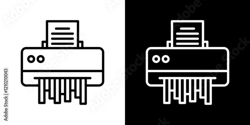 Paper shredder vector icon in thin line style