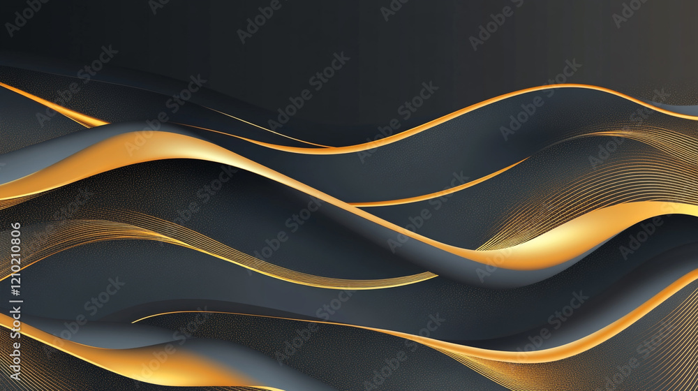 A dark background with elegant, flowing golden waves and a pattern of small, scattered dots, creating a luxurious and dynamic visual effect. A dark background with elegant, flowing golden waves and a pattern of small, scattered dots, creating a luxurious and dynamic visual effect.