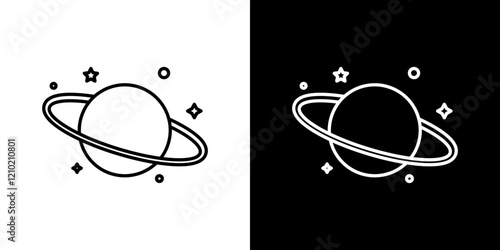 Planet saturn vector icon in thin line style