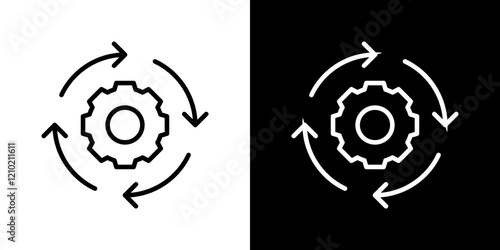 Processing vector icon in thin line style