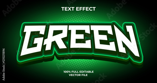Editable Text Effect Green Vector Graphic