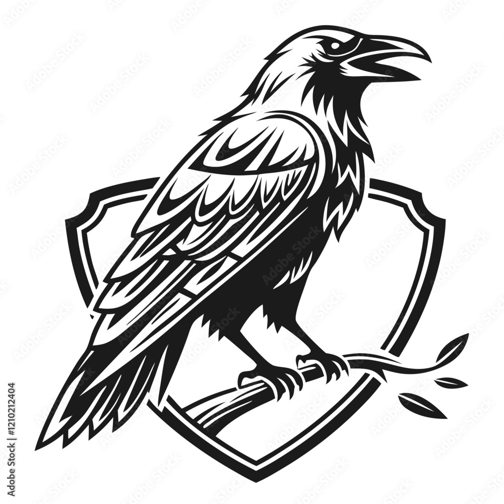 Fototapeta premium crow logo, black outline vector graphic transparent background 