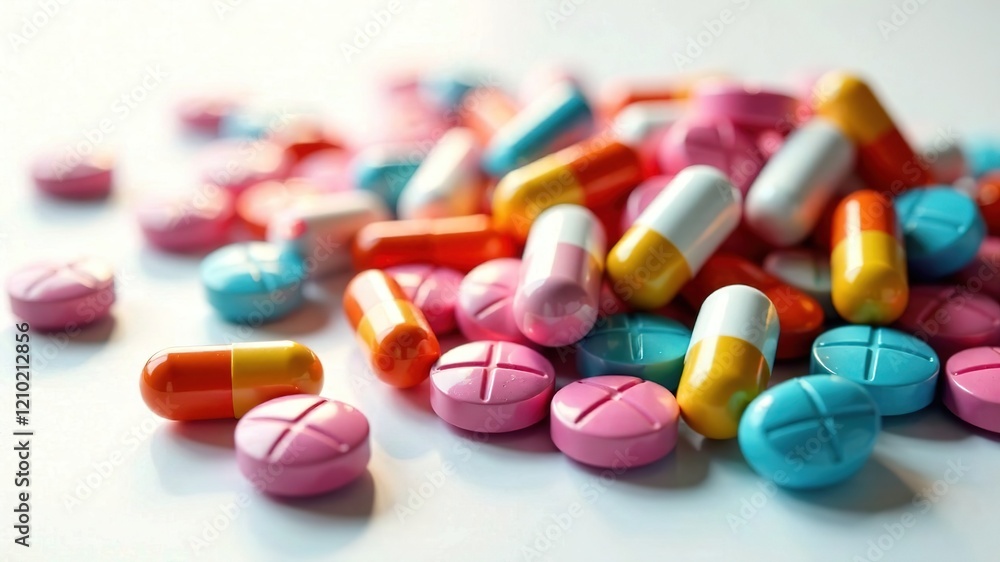 Colorful Pill Pile - 3D Healthcare Render Colorful Pill Pile - 3D Healthcare Render