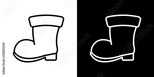 Santa claus boot vector icon in thin line style