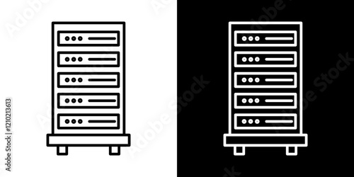 server rack vector icon in thin line style