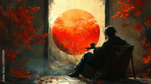 A person looking out at the stars from a balcony, contemplating the mysteries of the universe. 295