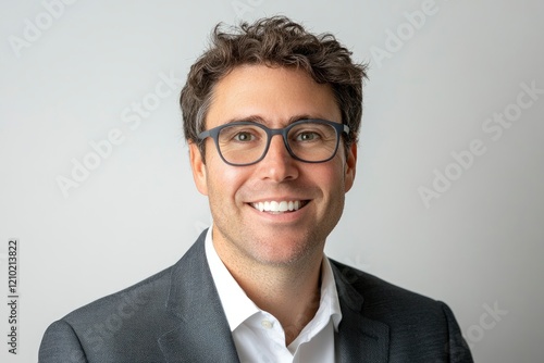 Professional Headshot of Smiling Man Wearing Glasses