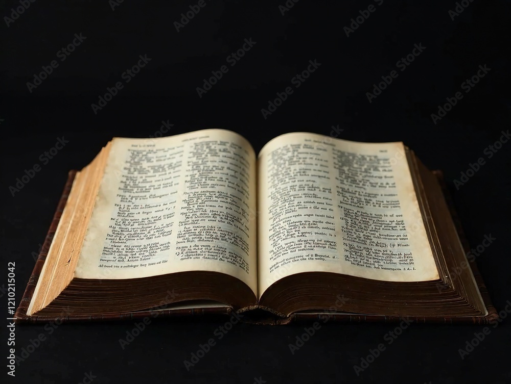 Antique Open Bible, Aged Book, Historical Religious Artifact Antique Open Bible, Aged Book, Historical Religious Artifact