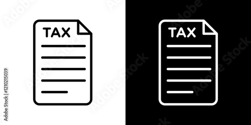 Tax icon set in black filled and stroke line style.