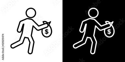 Thief vector icon in thin line style
