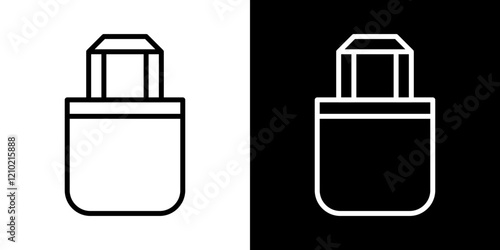 Tote bag vector icon in thin line style