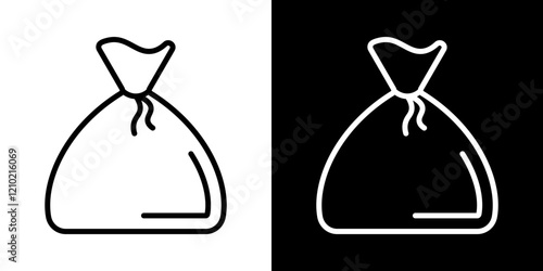 Trash bag icons collection in black and blue colors