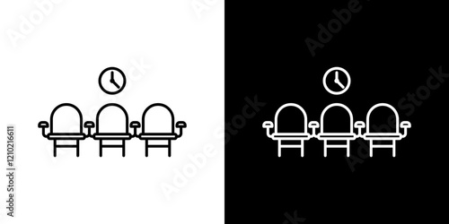 Waiting room Icons vectors. black solid and liner versions