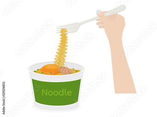 Instant noodles on a white background.