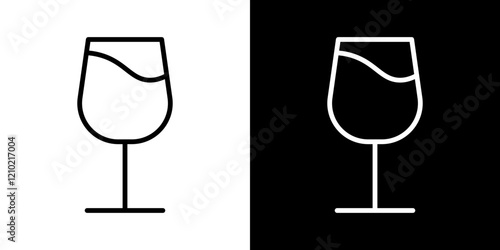 Wine glass icons in black and blue set