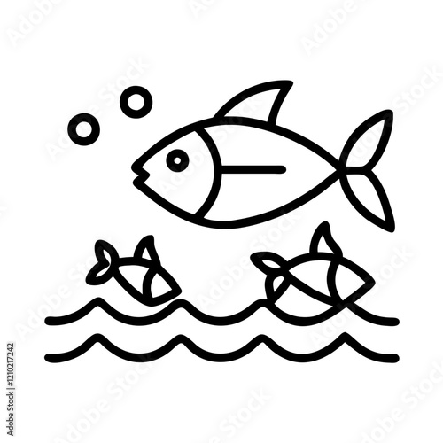 fisheries icon, fisheries line art - simple line art of fisheries, perfect for fisheries logos and icons
