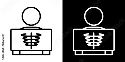 X ray icons in black and blue set