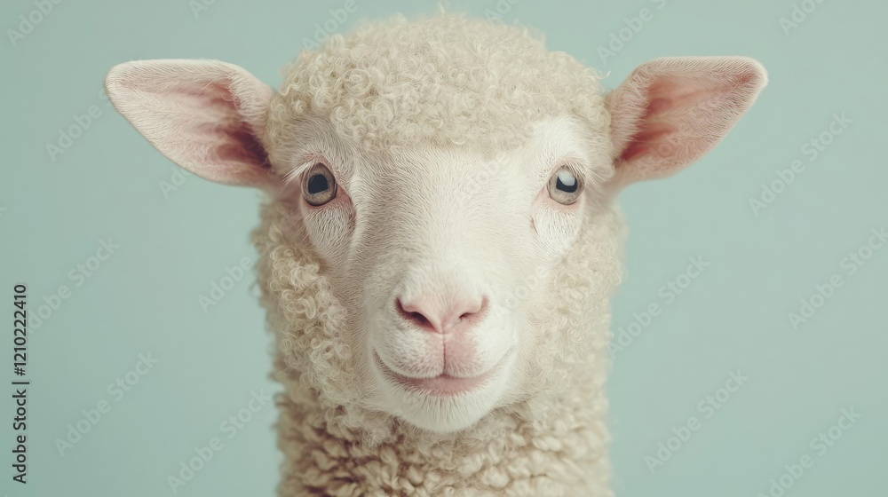 Lamb portrait, soft focus, pastel background, animal innocence, farm imagery Lamb portrait, soft focus, pastel background, animal innocence, farm imagery