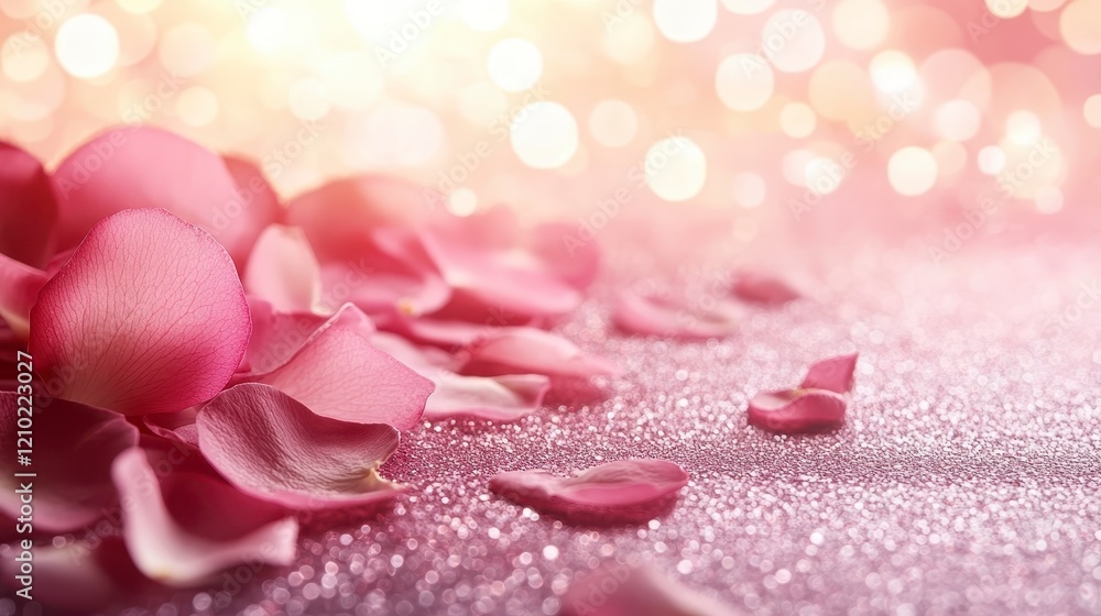 Romantic Rose Petals on Sparkling Glitter Background Valentine s Day Love Wedding Romantic Rose Petals on Sparkling Glitter Background Valentine s Day Love Wedding