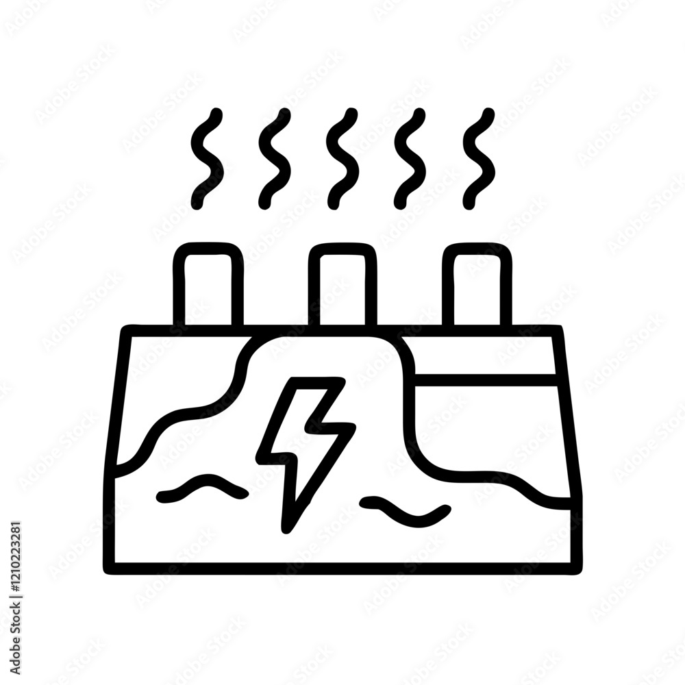Fototapeta premium geothermal energy icon, geothermal energy line art - simple line art of geothermal energy, perfect for geothermal energy logos and icons