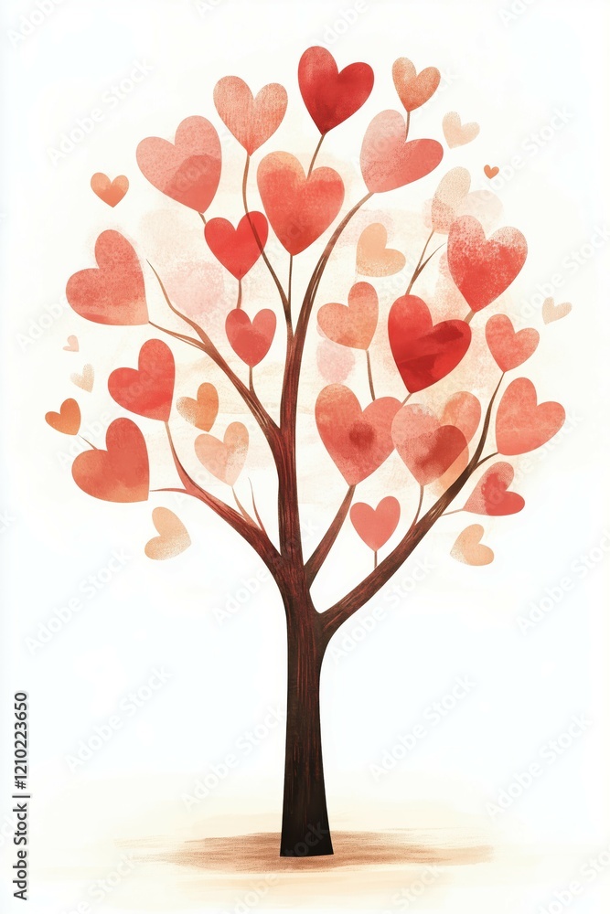 Heart filled tree in soft pastel tones.
Heart filled tree in soft pastel tones.