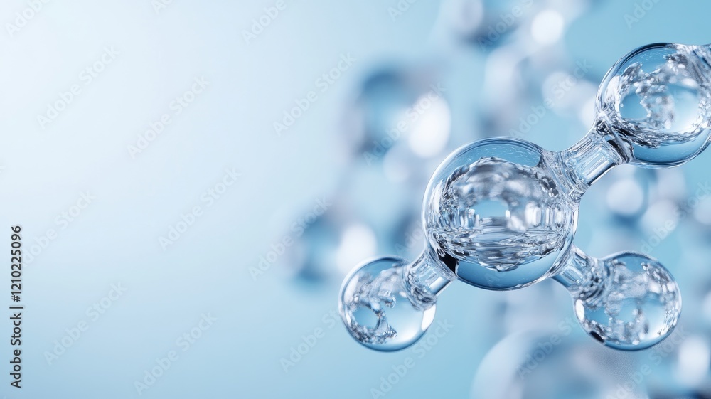 3D rendering of transparent molecules on blue background 3D rendering of transparent molecules on blue background