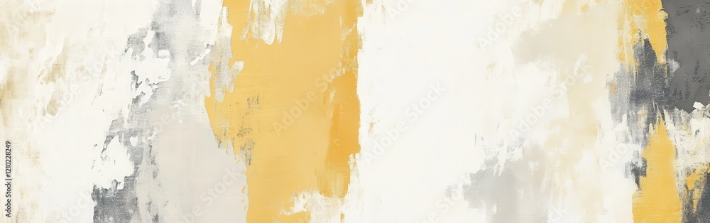 Naklejka premium Minimalist composition featuring irregular strokes of yellow, gray, and white pencil on a textured surface