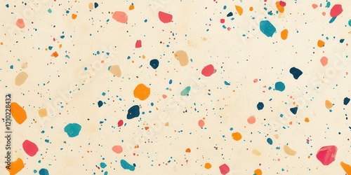 Colorful terrazzo-inspired texture showcases vibrant fragments on a neutral background for modern design