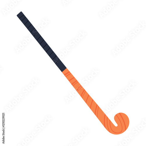 Grass hockey stick vector icon. Wooden field hockey stick illustration. Simple sports icon for hockey themes.