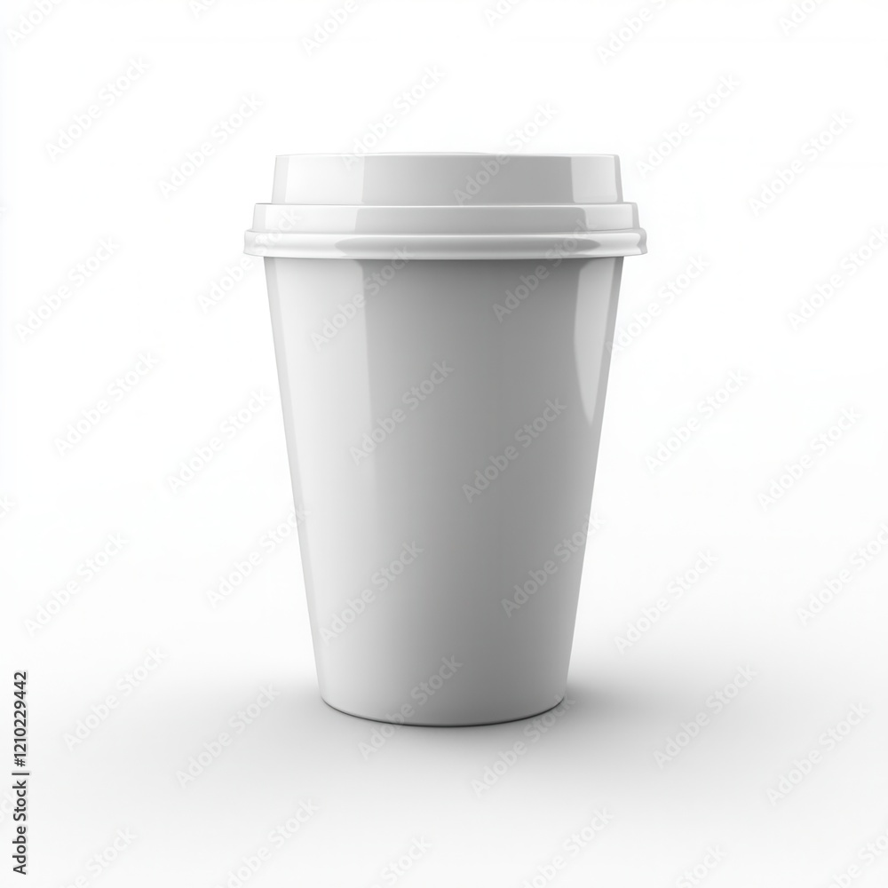 High-Quality White Coffee Cup with Fitted Lid 3D Render High-Quality White Coffee Cup with Fitted Lid 3D Render