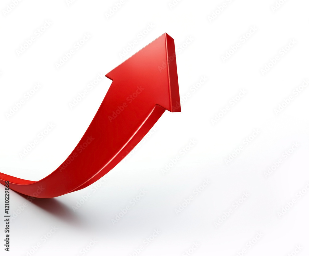 3D red chart with arrow up - business success, isolated on white background 3D red chart with arrow up - business success, isolated on white background