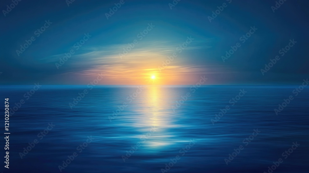 Obraz premium Deep blue sea gradient with glowing sunlight refracting in the water, fading to lighter hues.