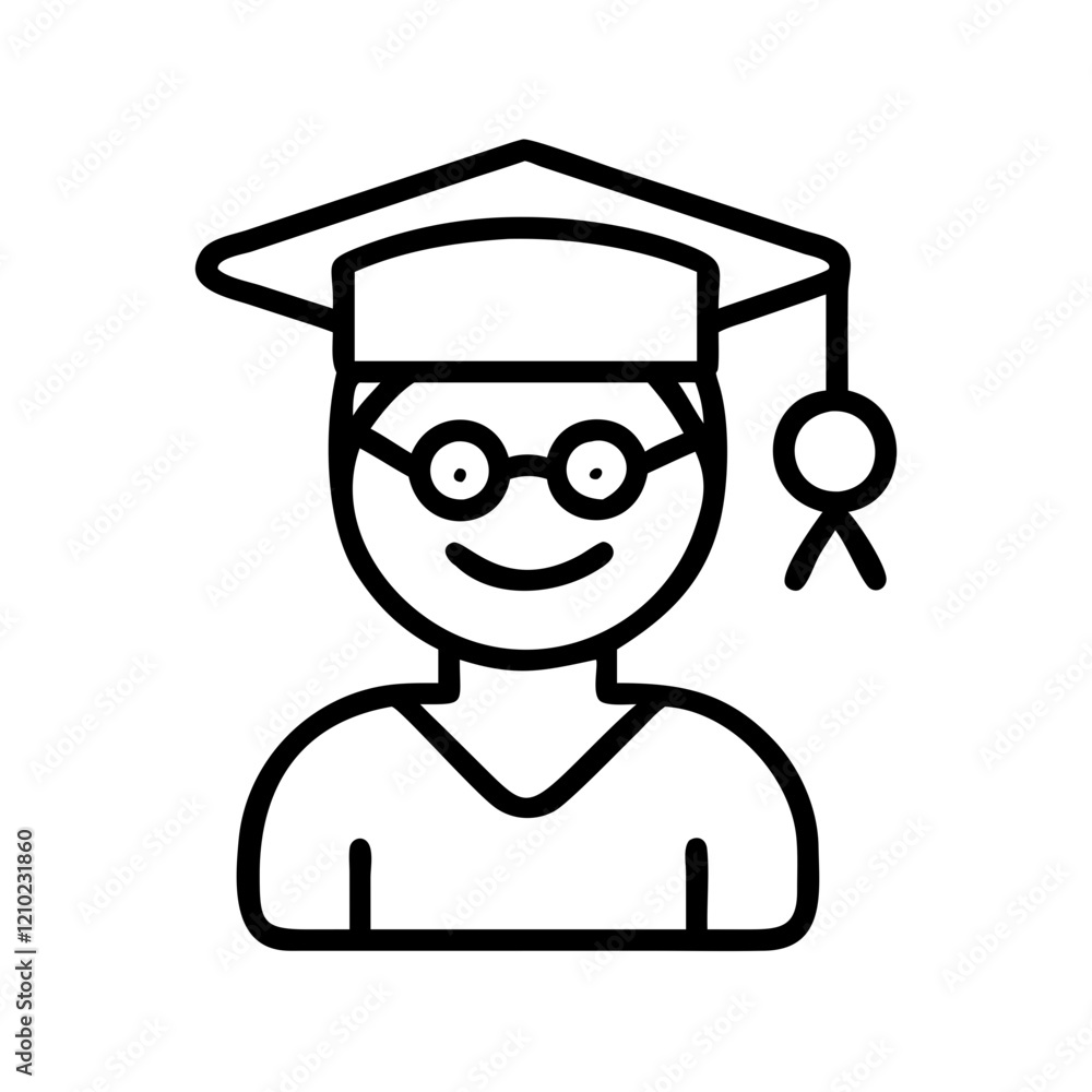 happy student icon, happy student line art - simple line art of happy student, perfect for happy student logos and icons happy student icon, happy student line art - simple line art of happy student, perfect for happy student logos and icons