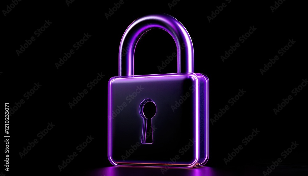 A glowing purple padlock representing security and protection in the digital age. A glowing purple padlock representing security and protection in the digital age.