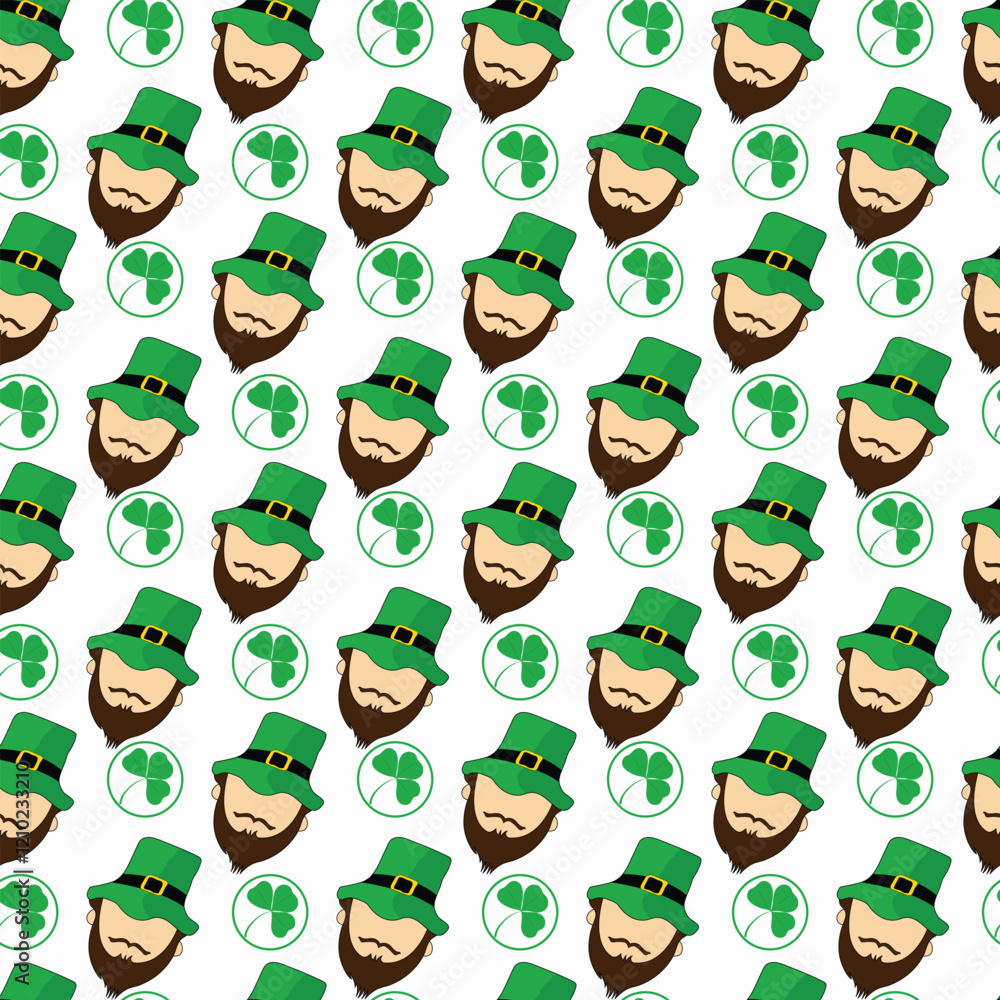 Seamless St. Patrick's Day Pattern Design with Hat and Leaf Seamless St. Patrick's Day Pattern Design with Hat and Leaf