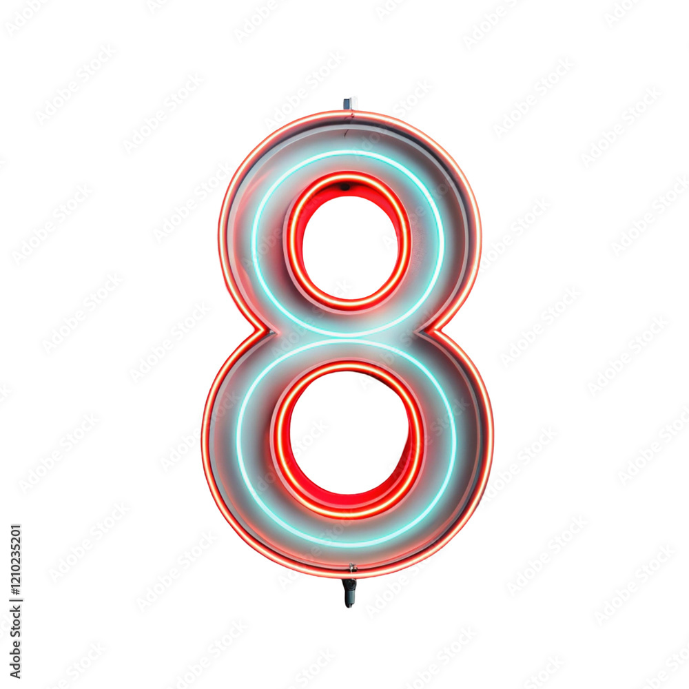 Concrete neon light number 8 isolated on transparent background
Concrete neon light number 8 isolated on transparent background