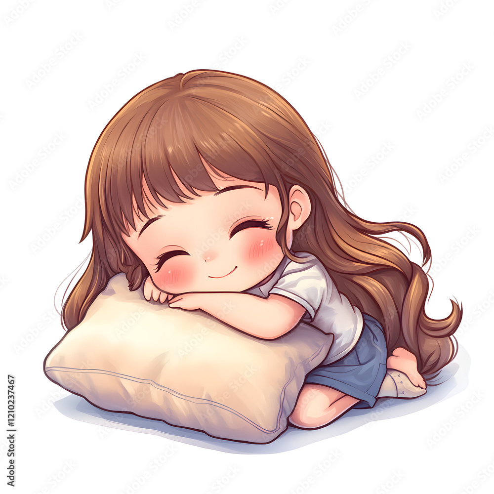 Adorable Cute Girl Sleeping on Pillow Adorable Cute Girl Sleeping on Pillow
