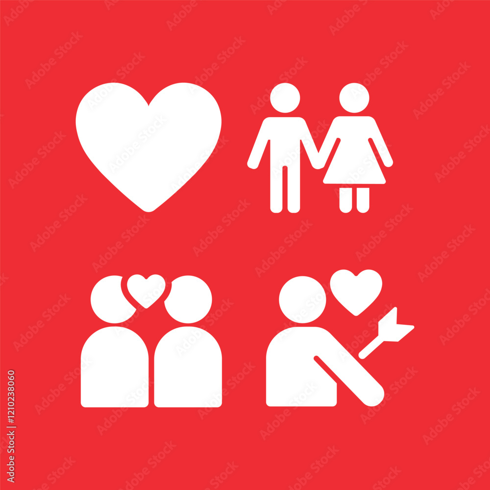 Trendy Modern Love and Relationship Icons Trendy Modern Love and Relationship Icons