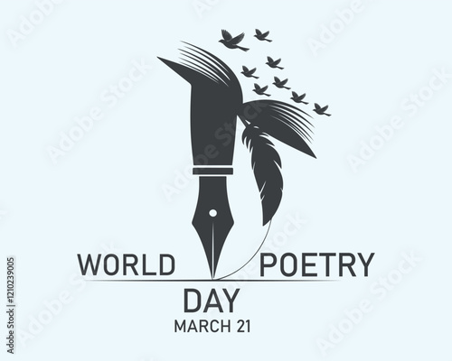 World poetry day, march 21. Vector illustration, greeting card, social media post, banner, poster, flyer, decoration card, invitation card