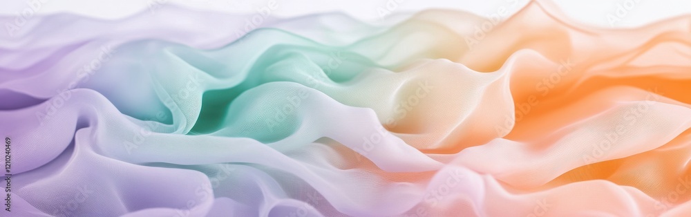 Obraz premium Soft pastel gradient fabric waves create a tranquil and calming effect with gentle hues blending harmoniously