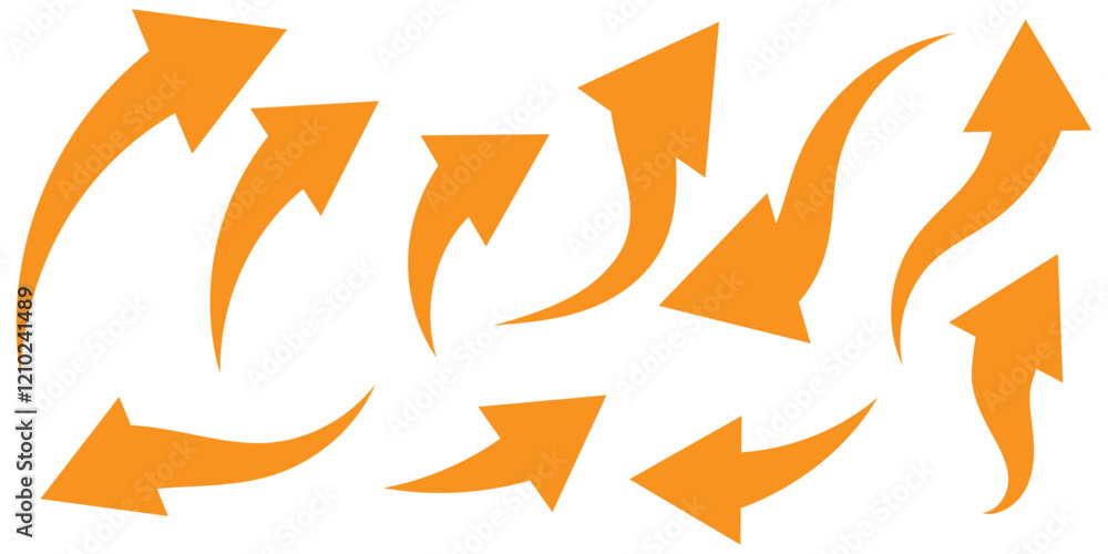 Straight long arrow, left thin line, Orange cursor, horizontal element, thick pointer vector icon isolated on white background. Simple illustration Straight long arrow, left thin line, Orange cursor, horizontal element, thick pointer vector icon isolated on white background. Simple illustration