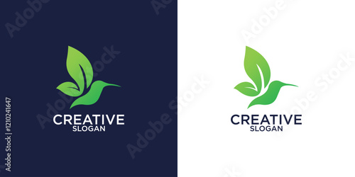 leaf bird logo design vector illustration template
